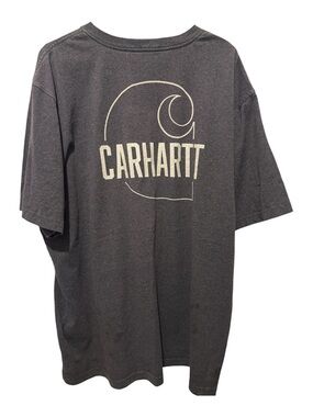 Carhartt Charcoal Short-Sleeve Tee with Cream Logo Back Print